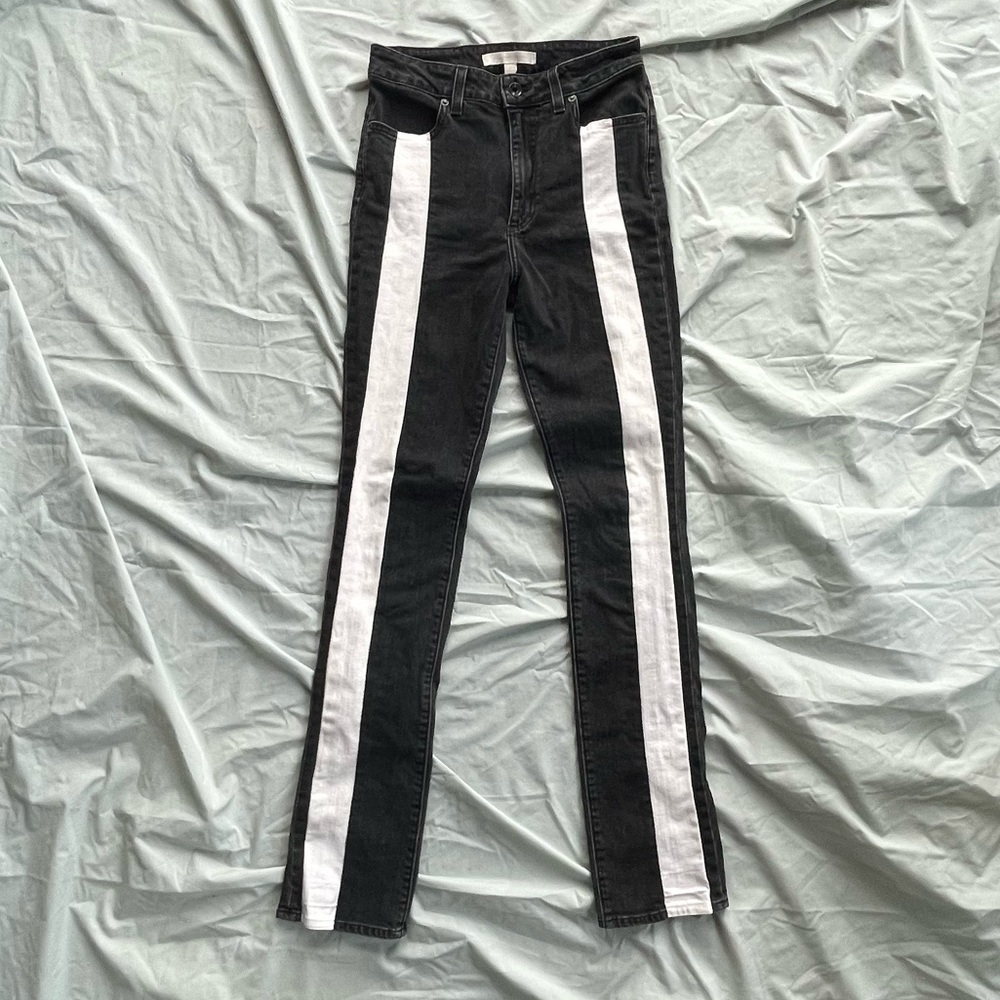 Jonathan Simkhai Black and White Denim Pants Size 27” Straight Leg
